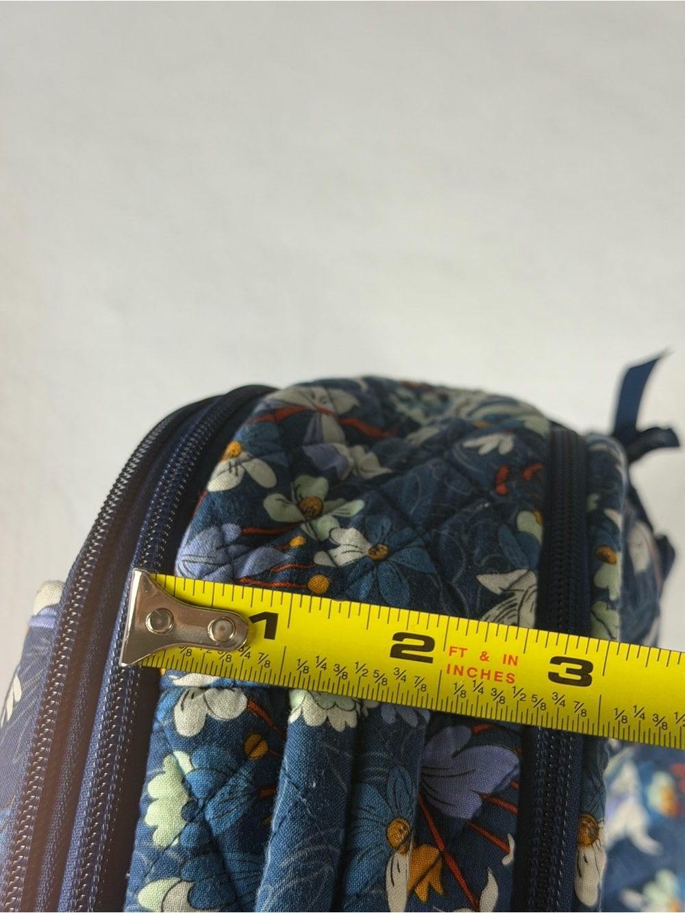 Vera Bradley Large Quilted Travel Laptop Backpack Blue Floral Carry On - Picture 4 of 13